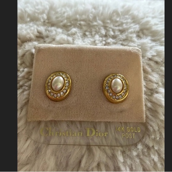 Dior Jewelry - Vintage Christian Dior Gold and Pearl Stud Earrings